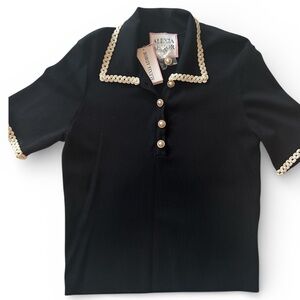 Alexia Admor Black Shirt with Gold Accents